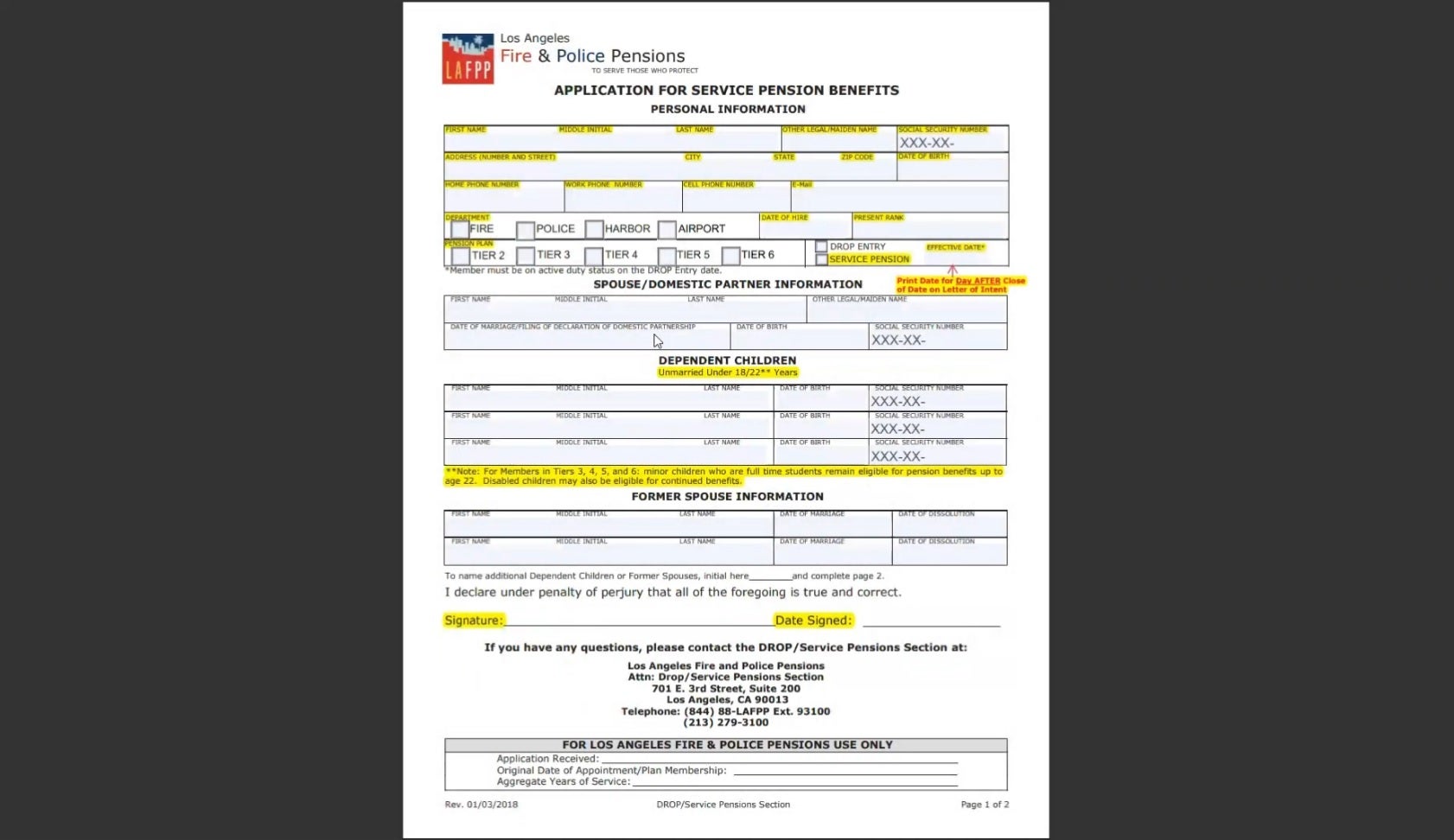 Application for Service Pension