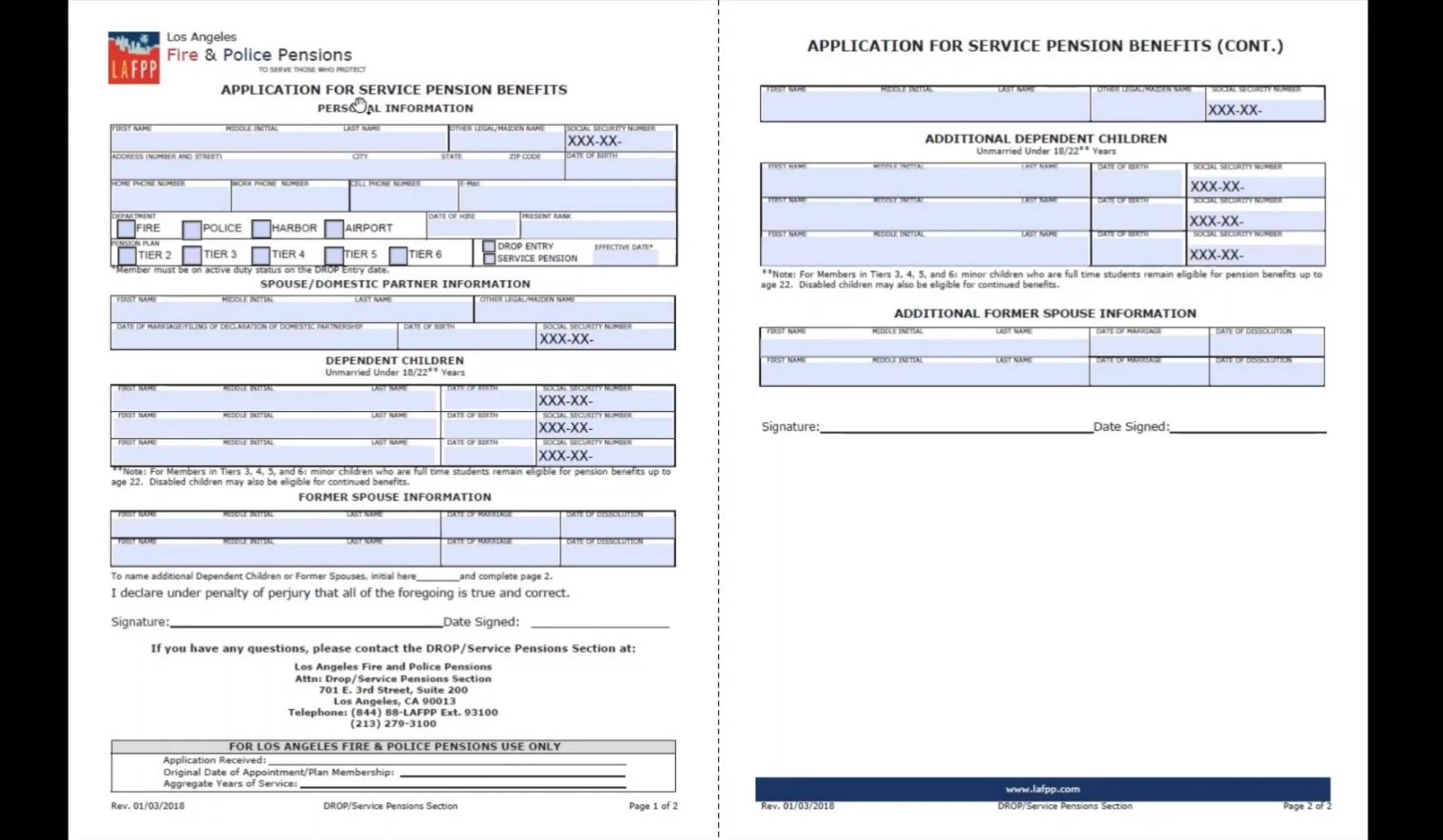 Application for Service Pension Benefits