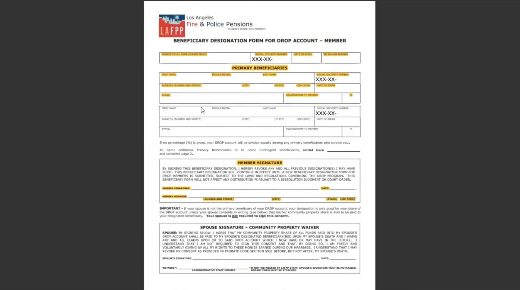 Beneficiary Designation