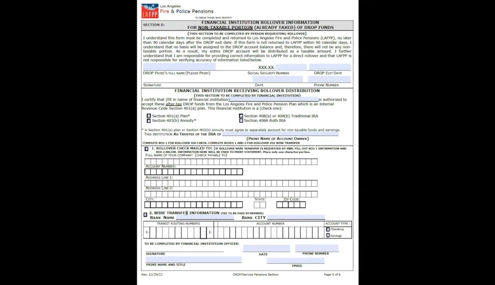 Financial Institution Rollover Info – Non-Taxable Portion