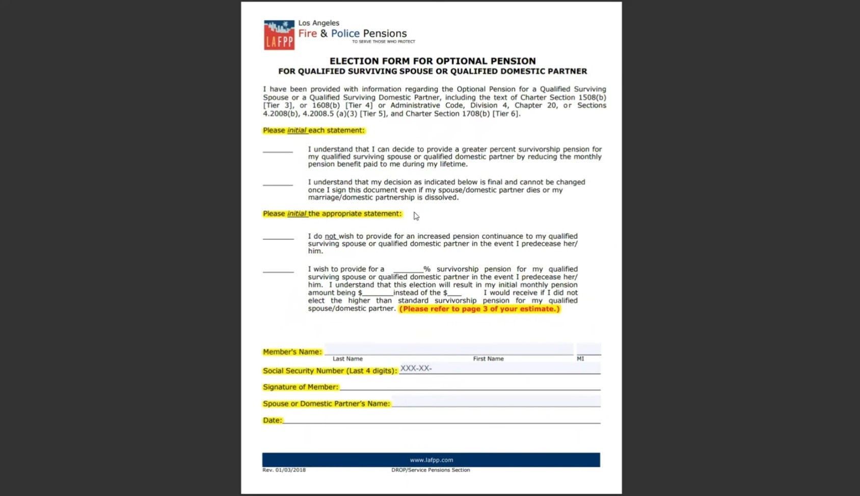 Optional Qualified Surviving Spouse or DP